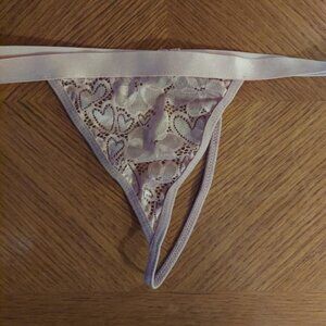 pale pink lacey flowers & hearts g string thong